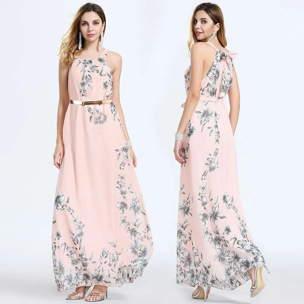 

2022 NEW trendy sexy Women Summer Casual Floral Sleeveless spring v-neck Evening Party Long Dress s-xl
