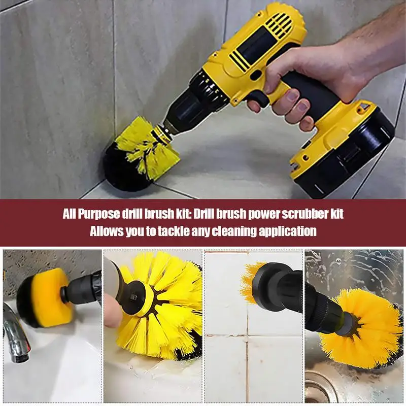 

Drill Scrubber Brush Kit Car Electric Drill Brush Electric Cleaning Tool Drill Brush Scrub Pads