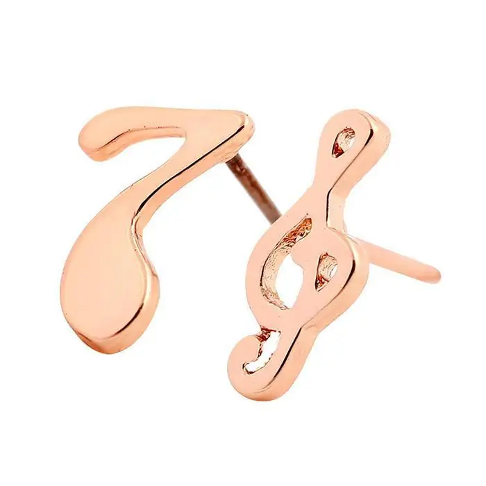 Women Stud Earrings Fashion Cute Musical Note Push Back Silver Gold Rose Casual Jewelry Gift Oorbellen Kolczyki | Украшения и