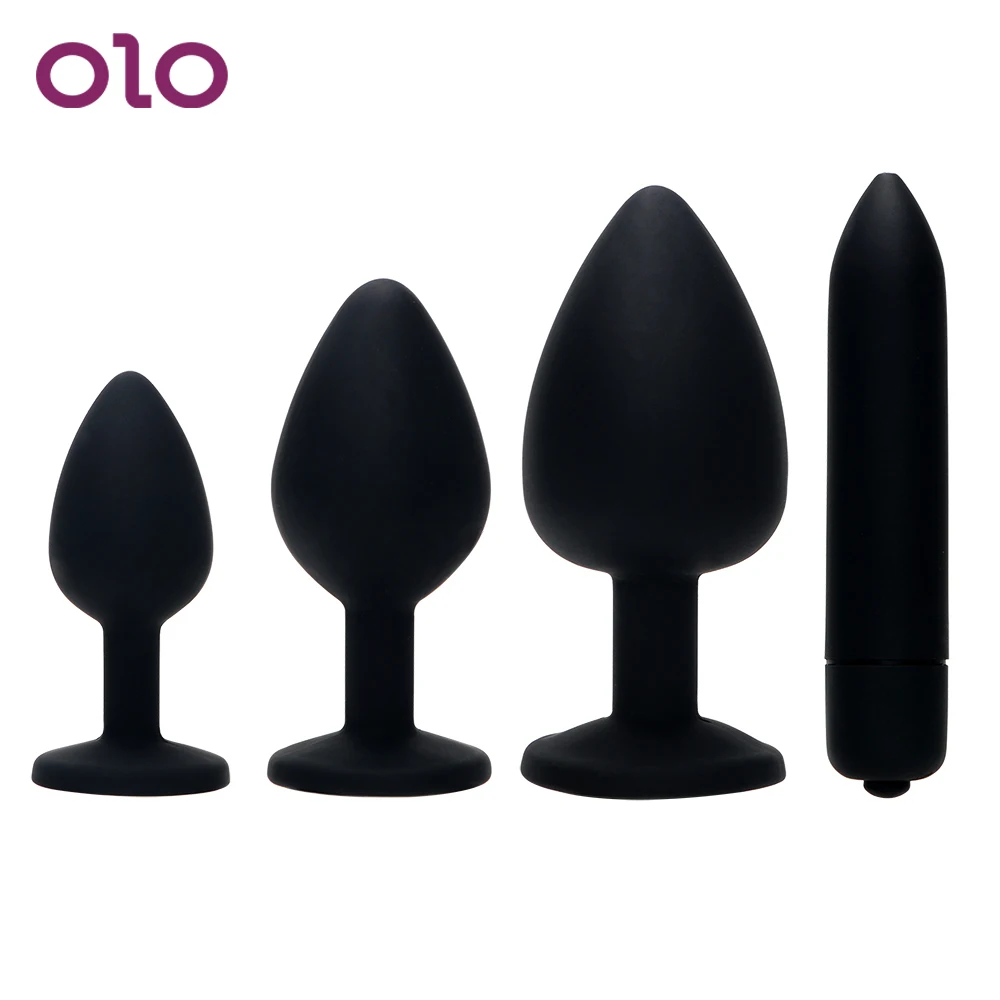 OLO 4Pcs Anal Plug Bullet Vibrator Crystal Jewelry Butt G Spot Prostate Massager Erotic Sex Toys for Men Women | Красота и здоровье