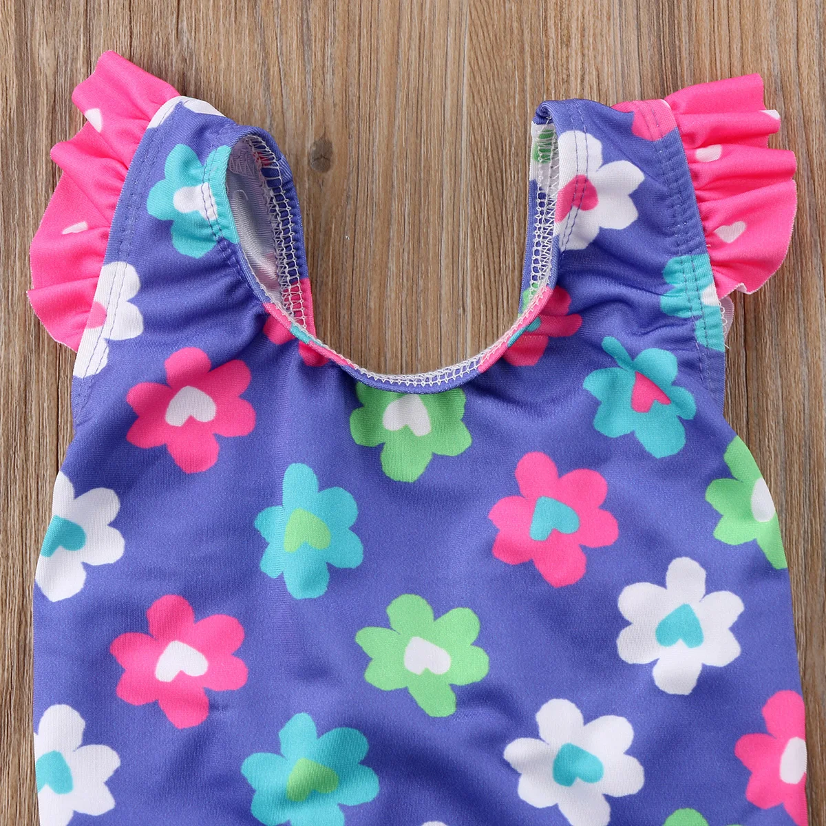 Монокини с цветочным рисунком и оборками для маленьких девочек Цельный