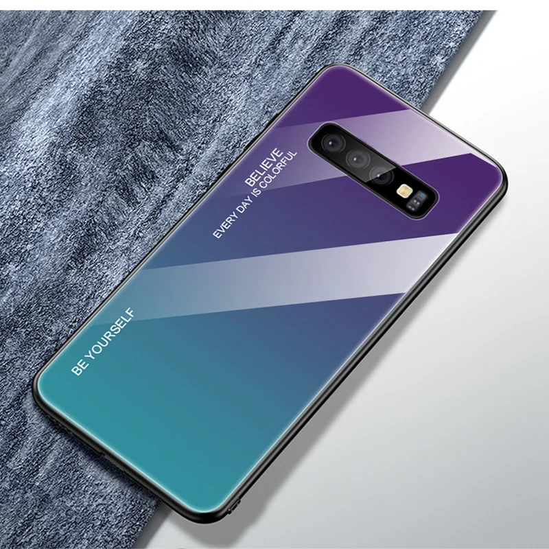 Ocolor для samsung Galaxy S10 чехол телефона закаленное Стекло градиент замена крышки плюс