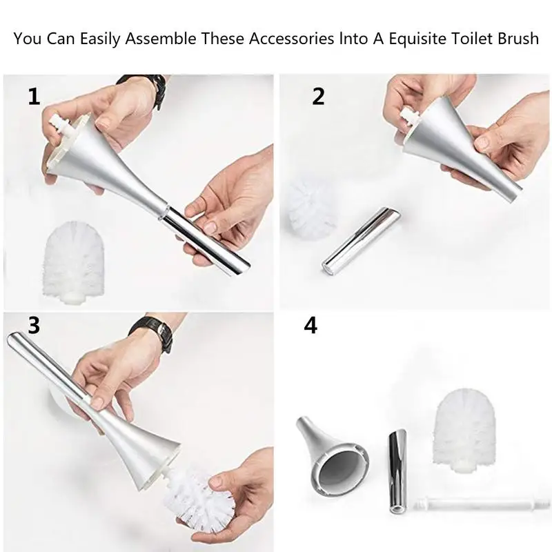 Newest Innovative Design Bathroom Toilet Brush Washroom Set With Stainless Steel Base + ABS Plastic Handle | Дом и сад