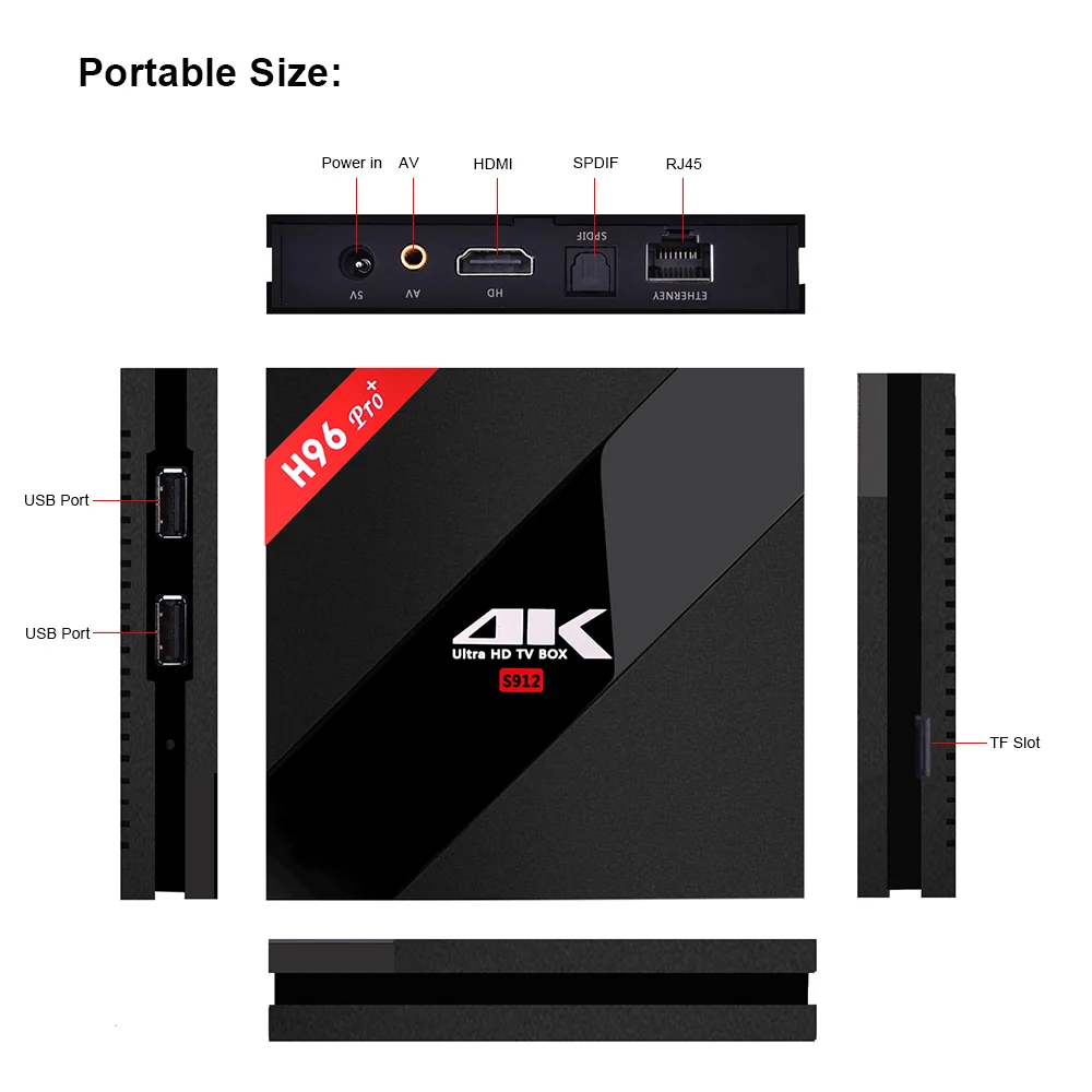 Оригинальный H96 PRO + Plus Smart TV Box Amlogic S912 Восьмиядерный 2 ГБ/16 ГБ 3 ГБ/32 Android 7 1 Bluetooth4.1
