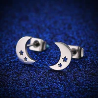stars crescent 8mm trend brief titanium stainless steel colors plated men earring stud earrings for women classic jewelry