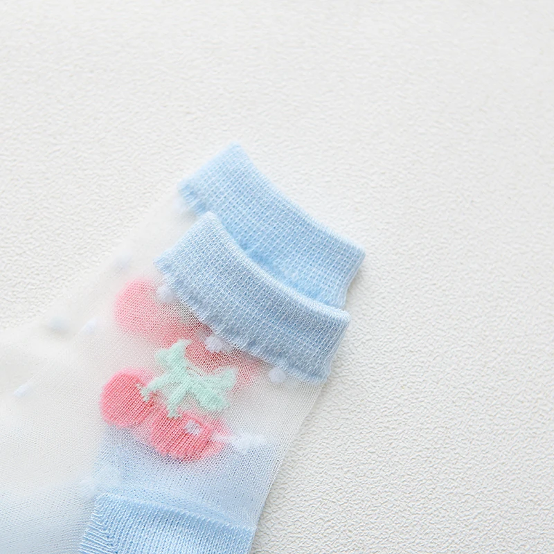 5 пар в партии Летние Ультратонкие Короткие Носки с рисунком вишни для маленьких