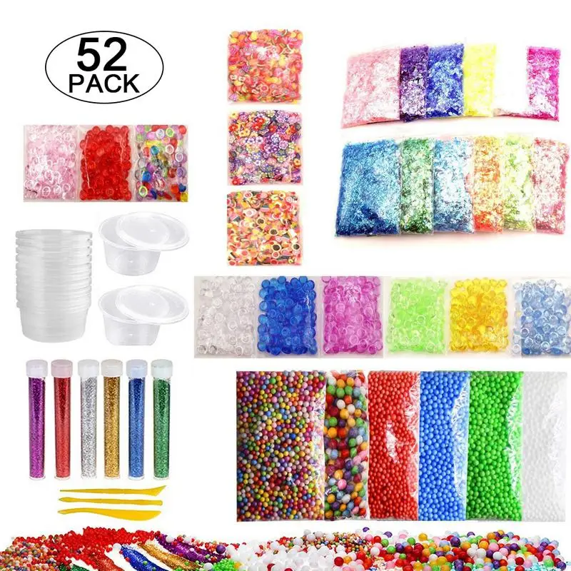 Набор для изготовления слайма 52 упаковки золотой порошок конфеты бумага