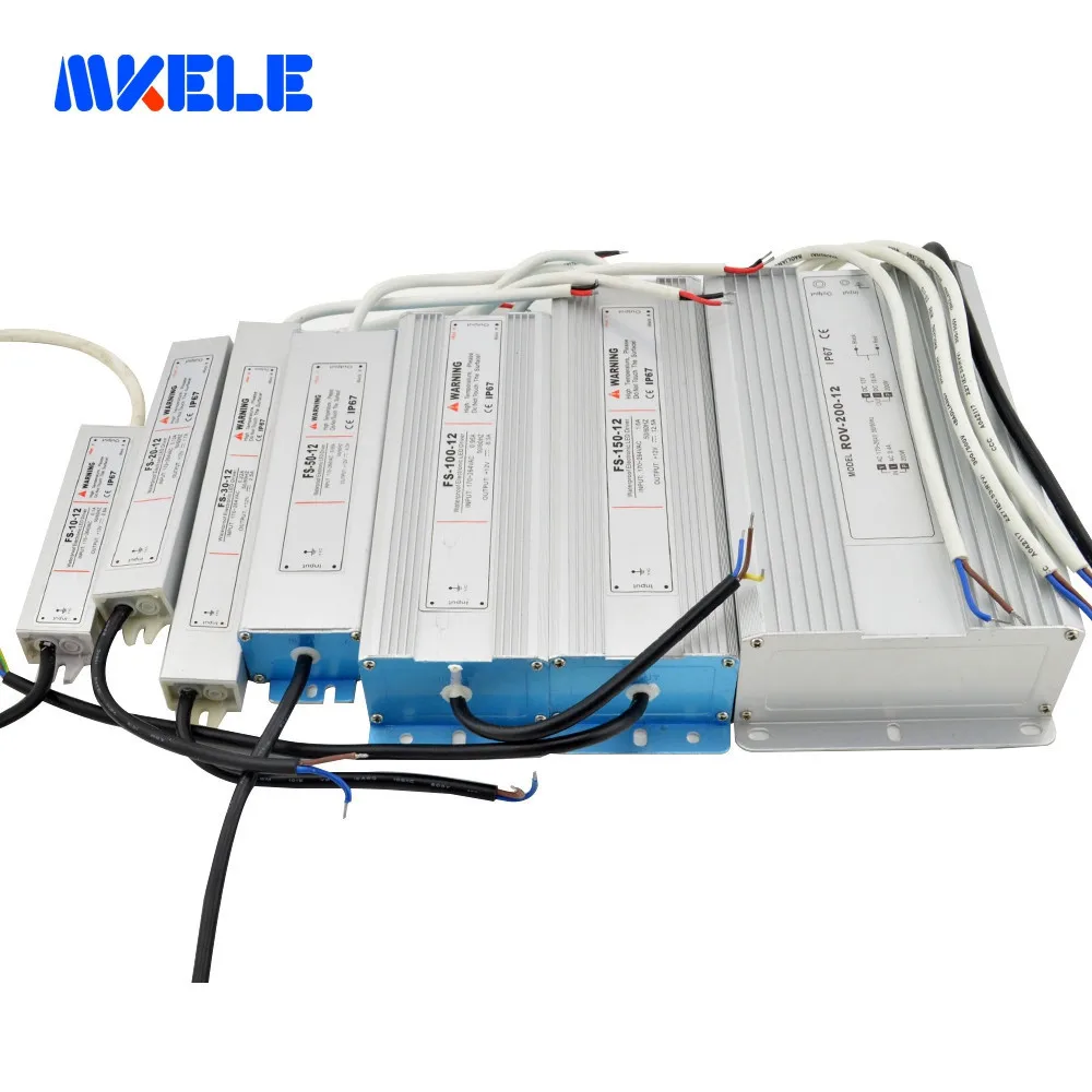 Водонепроницаемый светодиодный драйвер Ip67 Ac Dc 12 В 15 в 24 36 48 10 Вт 20 30 50 60 100 120 150 200 250