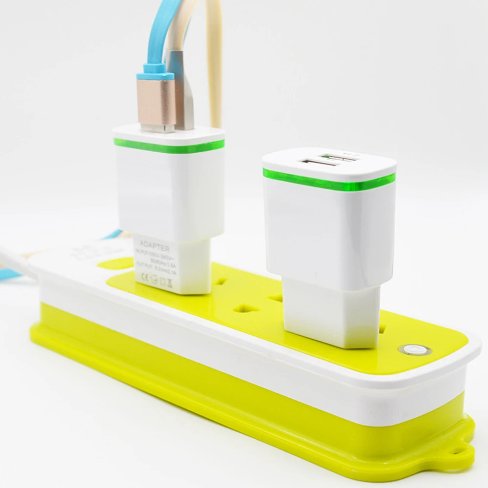 Штепсельная Вилка европейского стандарта 2 порта светодиодная лампа USB зарядное