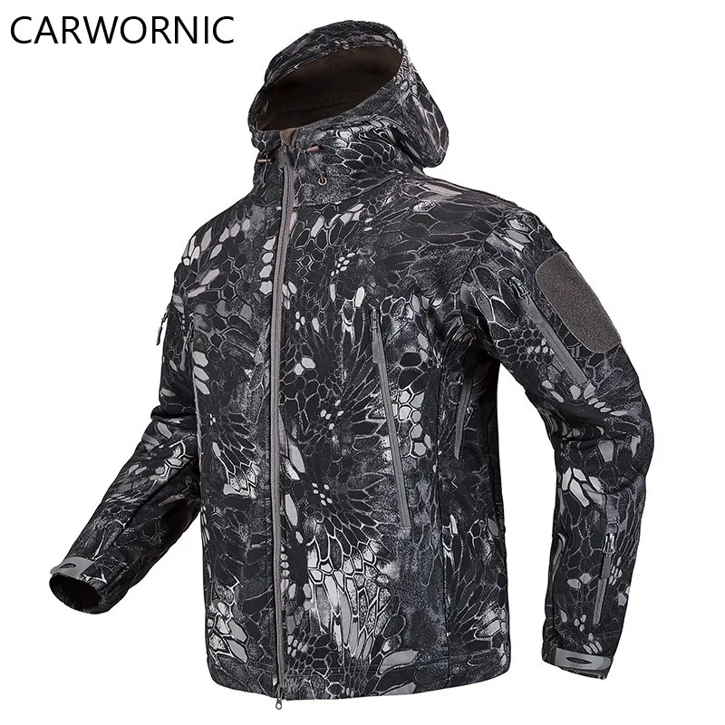 CARWORNIC Soft Shell Tactical Military Jacket Men Dropshiping Fleece Waterproof Army Multicam Camouflage Shark Skin Windbreakers | Мужская
