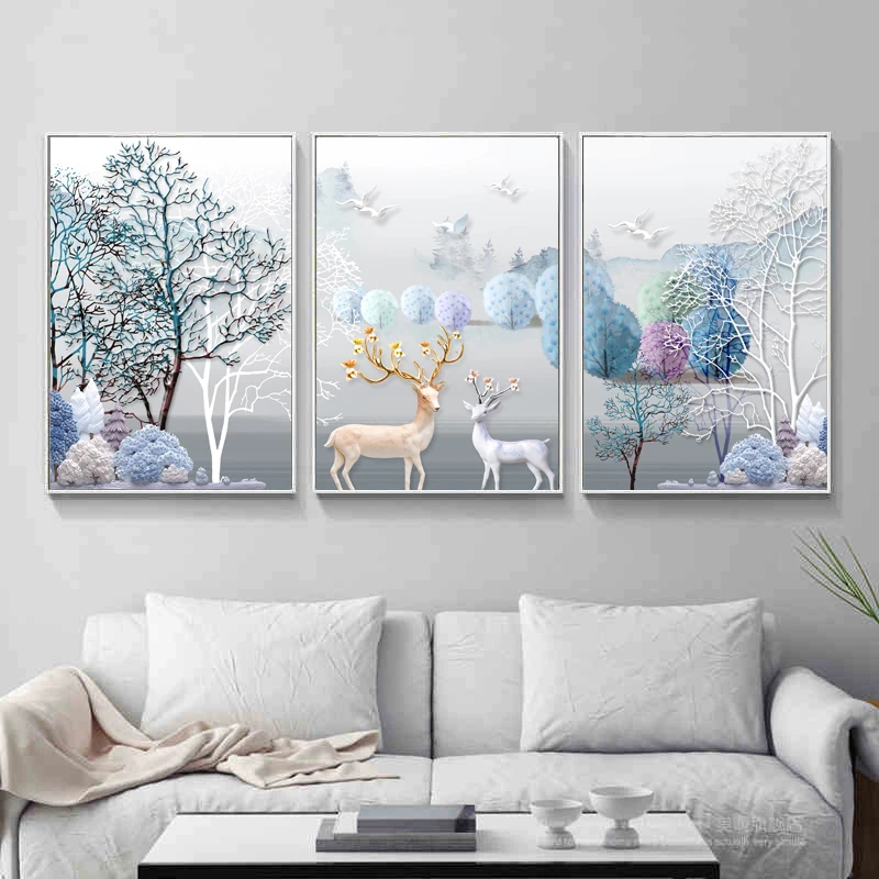 

DIY Cross Stitch Painting Line Embroidery Great Wealth Elk European Style Embroidery