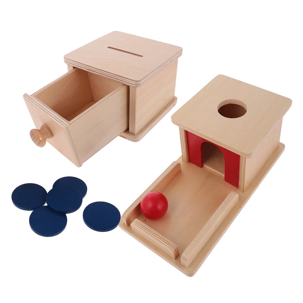 

Wood Coin Piggy Bank Ball Matching Box Set Kids Montessori Educational Toys Birthday Gift