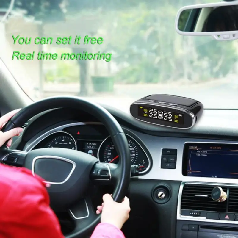 Солнечный беспроводной с ЖК-дисплеем TPMS система контроля давления в шинах 4