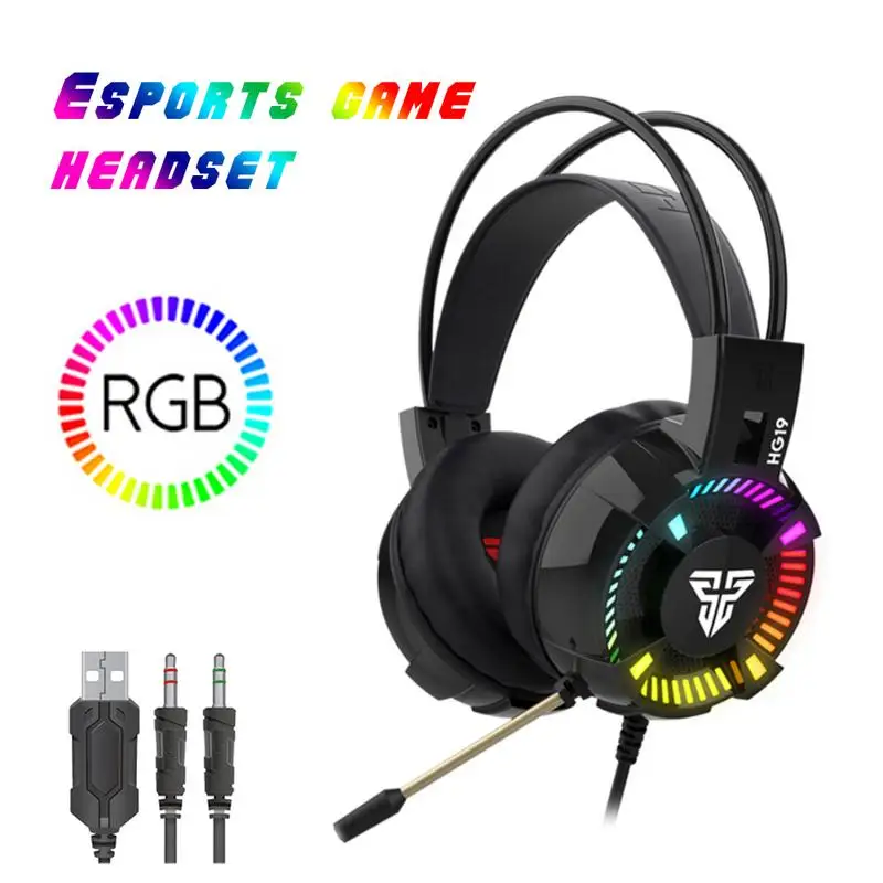HG19 7 1 канальный светодиодный RGB светильник игровая гарнитура наушники для