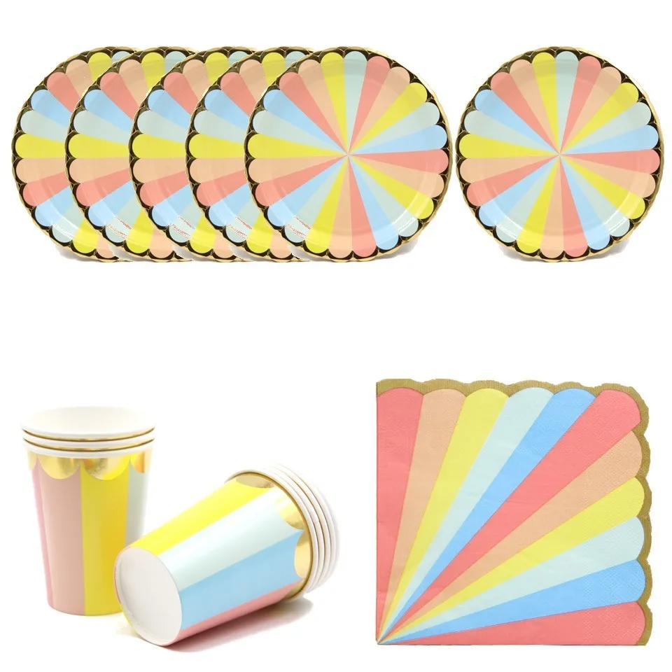 Фото Rainbow Color Set Tableware Birthday Party Disposable Paper Cup/Paper Plate Happy Supplies For Home Children Дом и сад Rainbow Color Set Tableware Birthday Party Disposable Paper Cup/Paper Plate Happy Supplies For Home Children Дом и сад