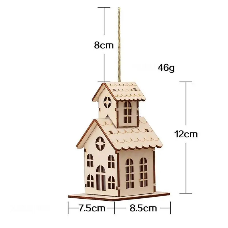 Christmas Tree Pendant Ornaments Wooden Lighted Cabin House for Xmas New Year Decoration | Дом и сад