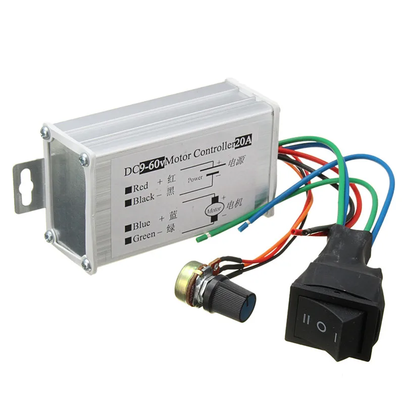 DC 9-60 V 12 V 24 V 20A мотор Скорость Управление; Реверсивный ШИМ Управление переключатель