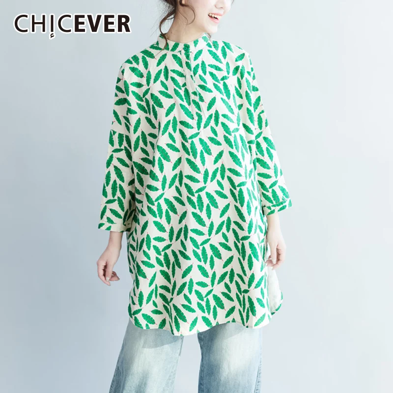 Женская рубашка CHICEVER с длинным рукавом и принтом Свободный Топ большого размера