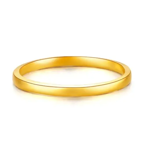 

New Solid 24k Yellow Gold Ring Women Luck Smooth 1.5mm W Ring US Size:6 1.27g