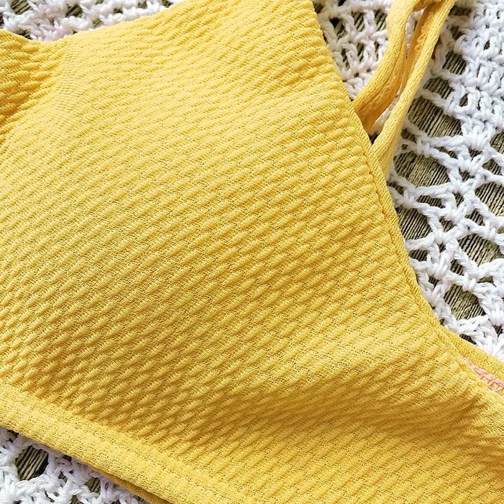 ZAFUL Высокий вырез Набор для бикини Bralette Спагетти-бретели Твердый провод