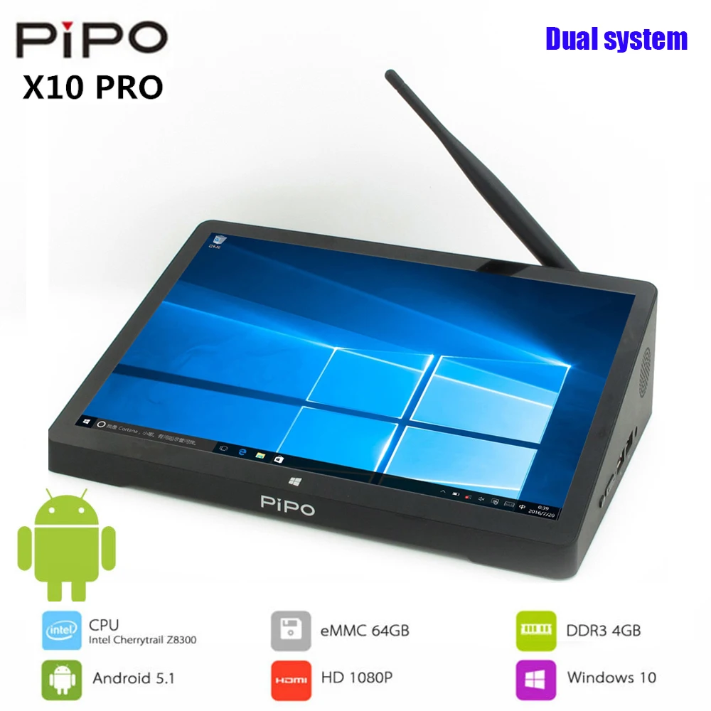 Pipo X10 Pro мини ПК Win &amp Andriod 5 1 Мини Intel Cherrytrail Z8350 Четырехъядерный 4 Гб ram 10 8 &quotips