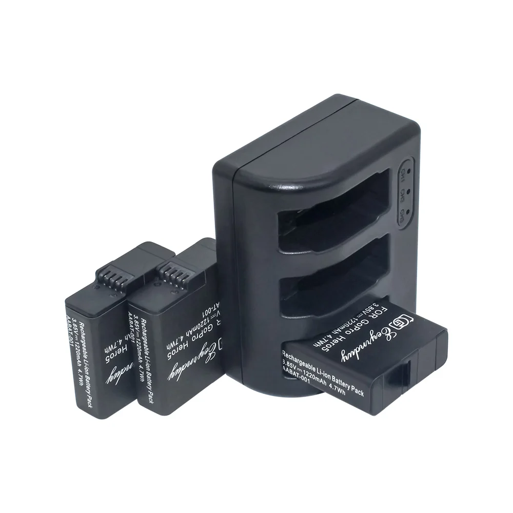 3 Pack аккумуляторная батарея и трехканальное зарядное устройство для GoPro HERO6 Black HERO5