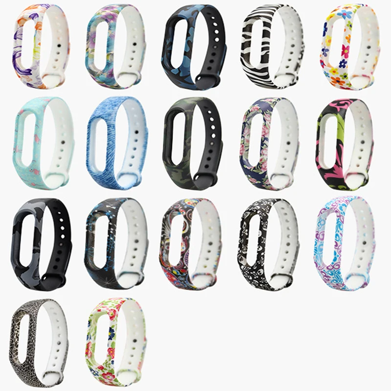 Ремешок силиконовый для Xiaomi Mi Band 3 Регулируемый мягкий сменный Браслет с принтом