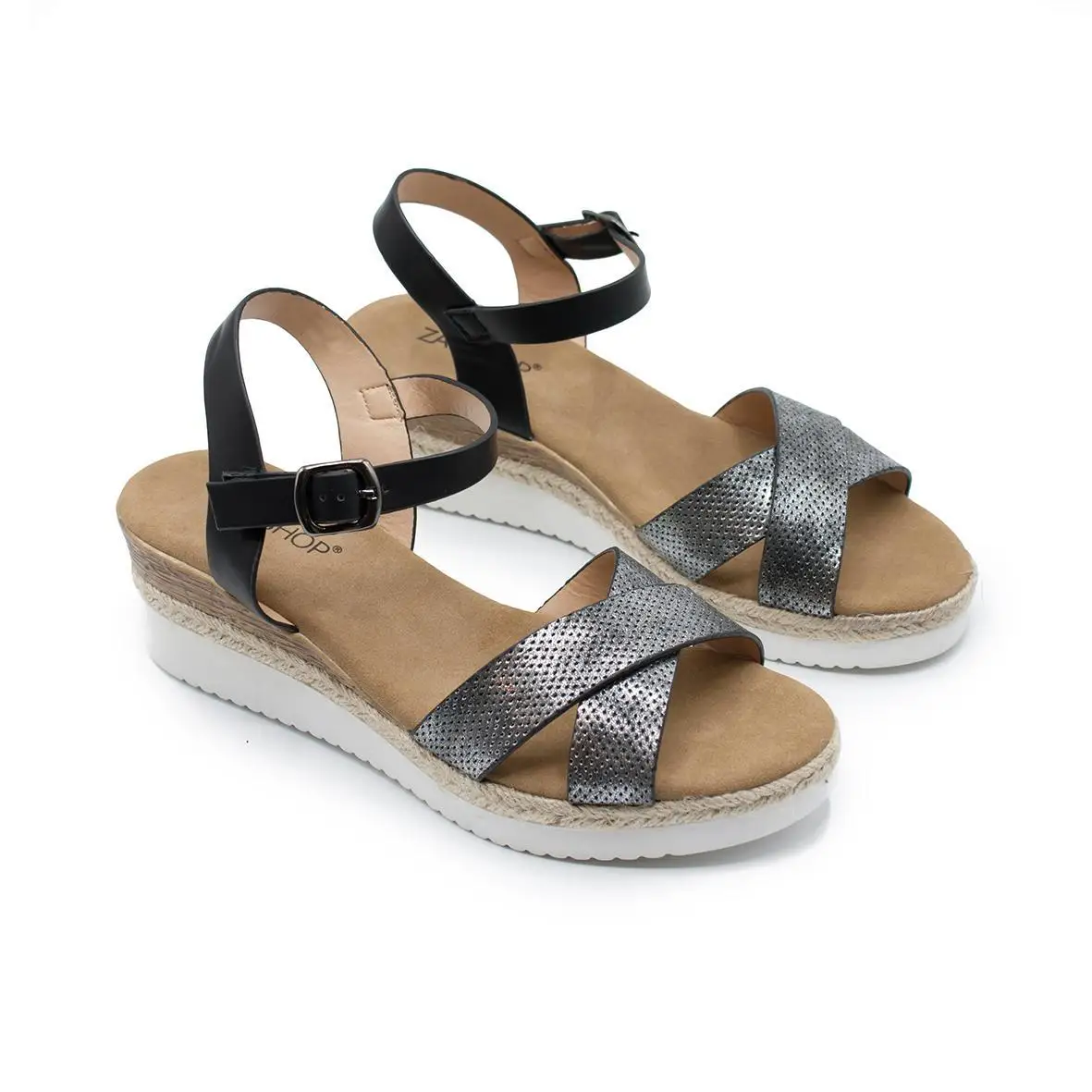 ZAPSHOP-WOMAN-SYNTHETIC-SANDALS CUNA-SANDAL синтетического металлического материала. Мод. Z90419 | Обувь