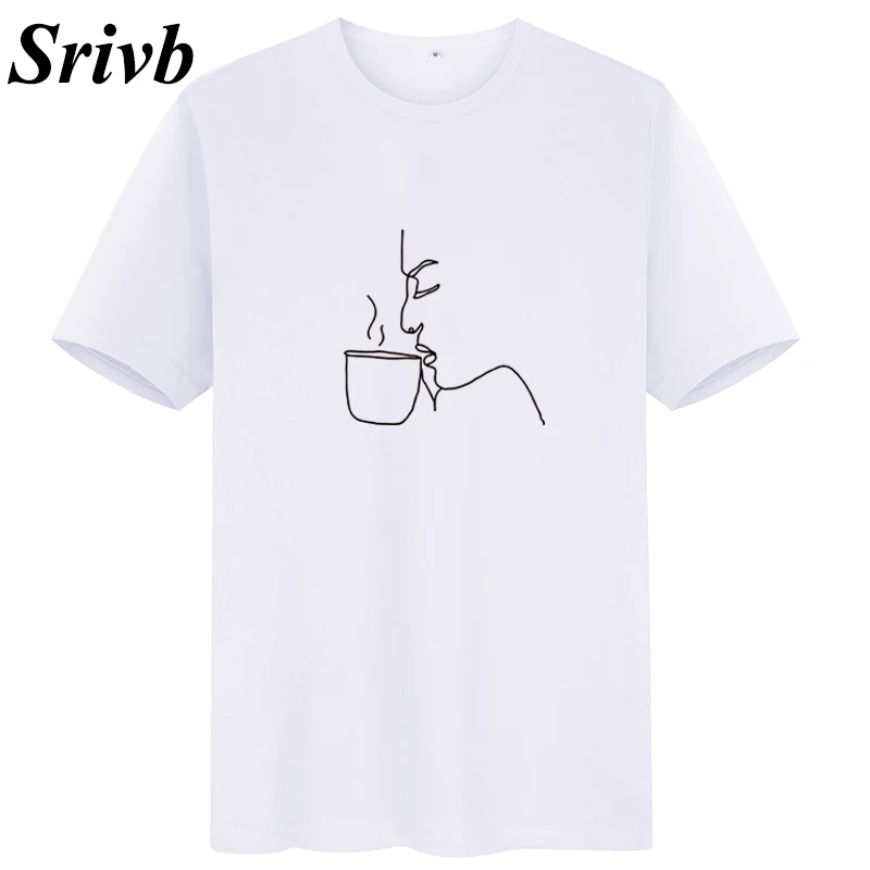 Женская футболка с принтом Srivb Face Coffee свободная о-вырезом лето 2019 | одежда