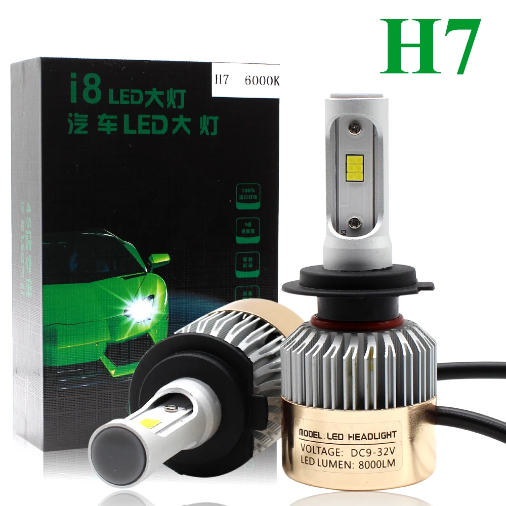 H7 светодиодные лампы для автомобильных фар Canbus H4 H1 H3 H11 9005 9006 LED i8 6000K Белые