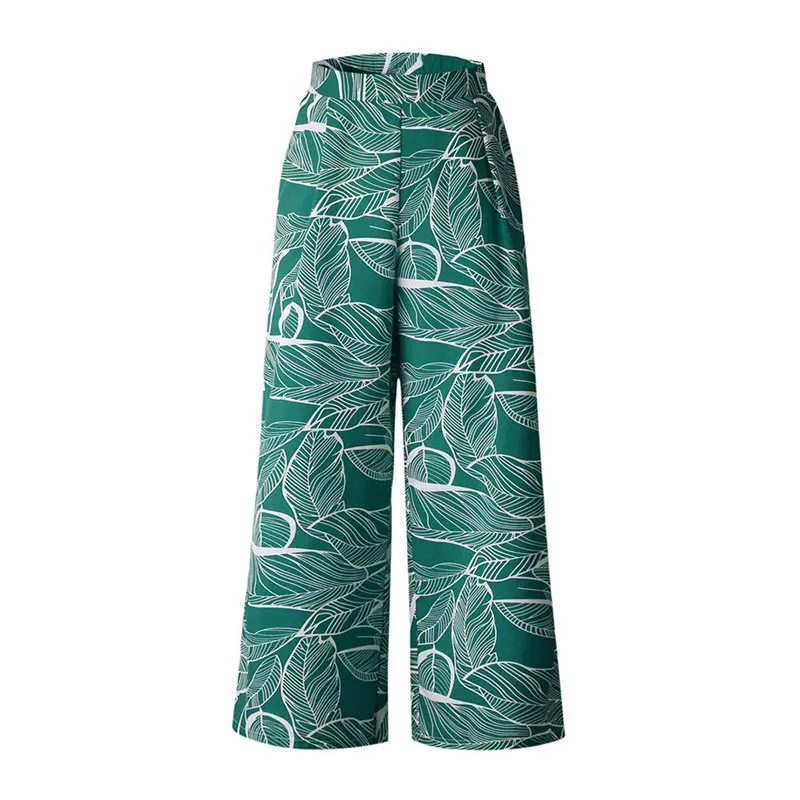 Женские свободные брюки Boho черные с принтом в виде листьев для улицы путешествий
