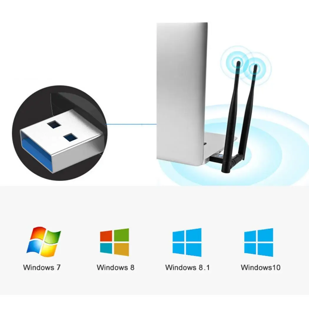 Беспроводной USB WiFi адаптер 1200 Мбит/с две антенны 3 0 сетевая карта расширяется до