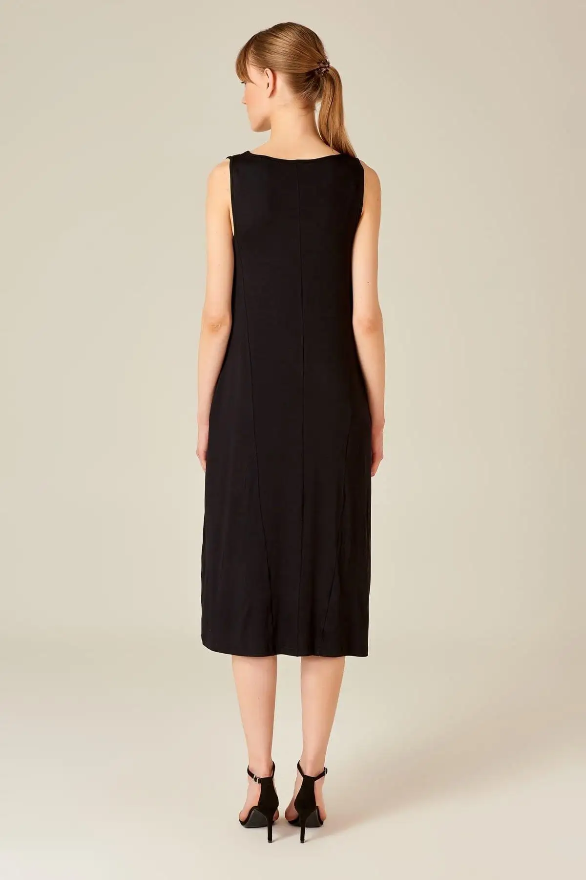 Boutiquen Women Black Fronting Garnili Sleeveless Long Dress 2099 | Женская одежда