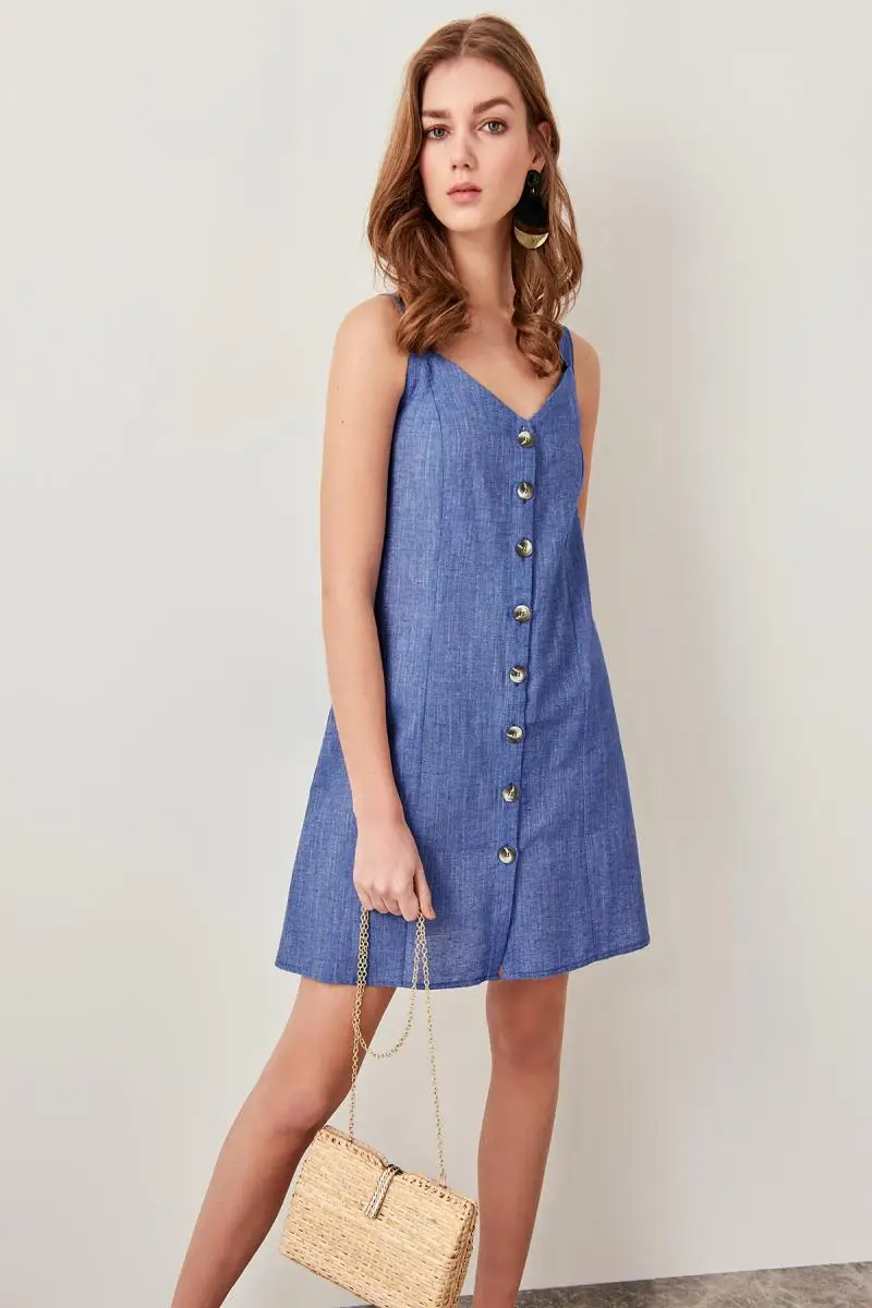 Trendyol Mavi Платье на пуговицах TWOSS19EH0141|Женские платья| |