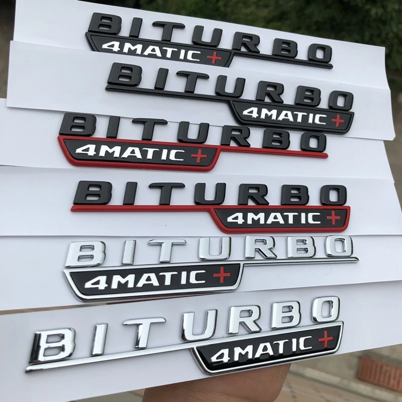 Черный хром Turbo 4matic Biturbo + эмблема на КРЫЛО боковой Supercharge логотип стайлинга