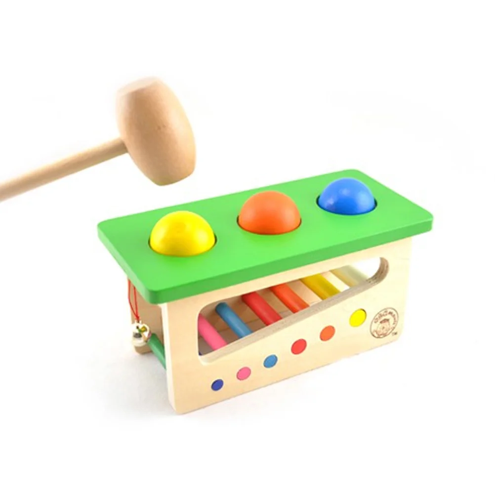 Дети красочные деревянные стук мяч игра игрушка весело прокатки молоток