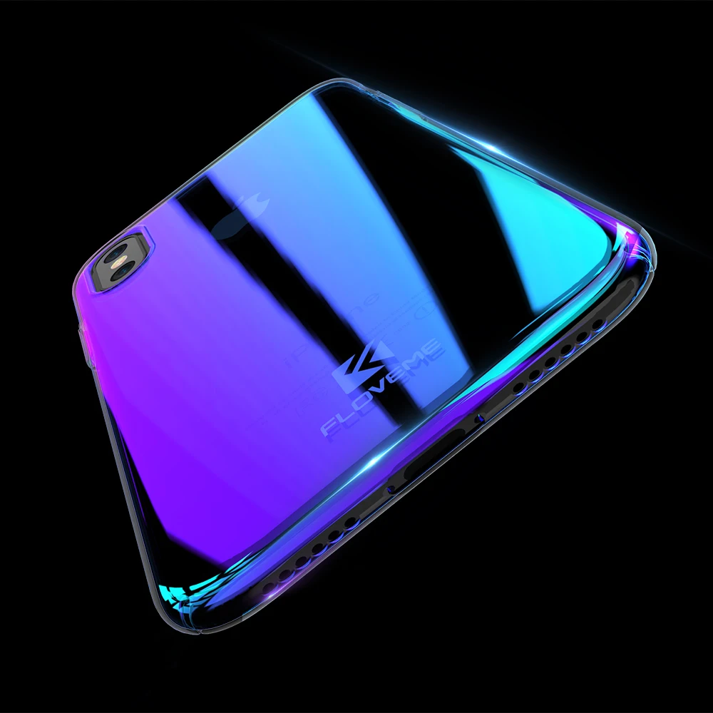 FLOVEME градиентные чехлы для телефонов iPhone XS Max XR Blue Ray чехол ультра тонкий жесткий