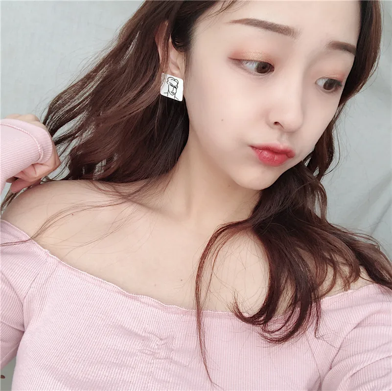 Забавная человеческая палка фигурные серьги для ногтей тренд девушек корейские