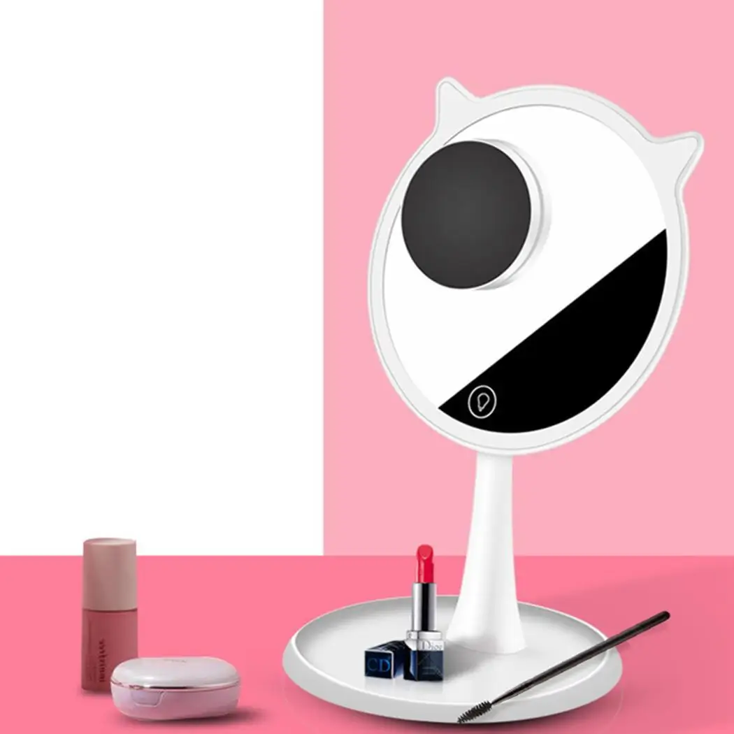 Practical Rechargeable 90 Degree Rotation Cute Makeup About 30 Days Mirror Touch USB 4-5h With Home LED Light | Красота и здоровье