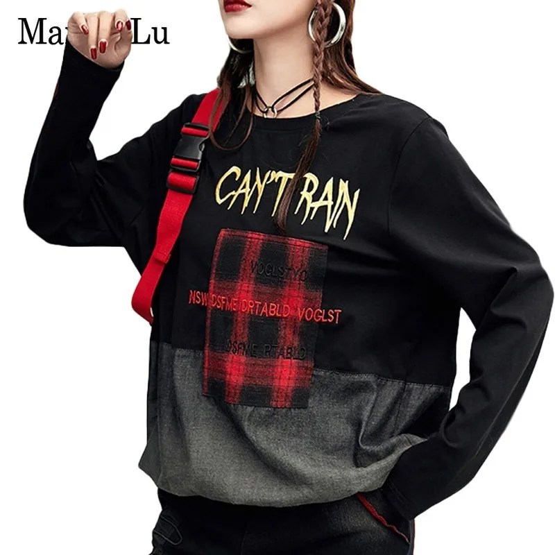 Max LuLu Роскошные корейские Harajuku Брендовые женские весенние кроп-топы, женские джинсовые клетчатые футболки, хлопковые повседневные женские винтажные футболки