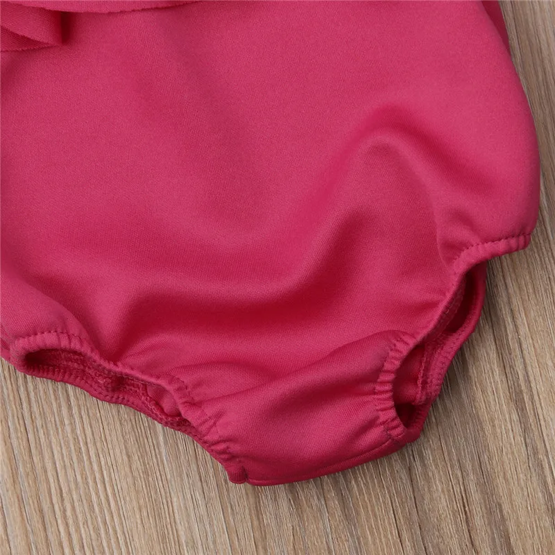 

CANIS Baby Bodysuits Newborn Kids Baby Girl Solid Bodysuit Off Shoulder Outfit Clothes Cute Summer Cotton Bodysuits For Girls