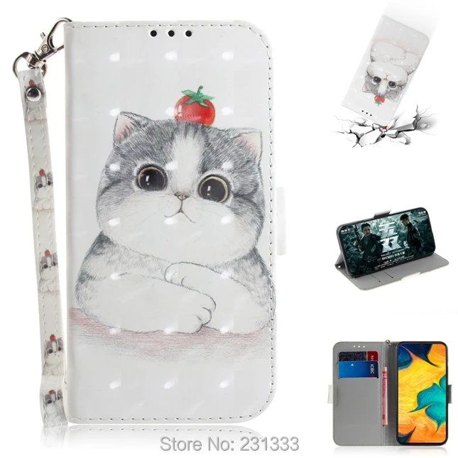 С ку 3D Bling мультфильм бумажник чехол из искусственной кожи для Samsung Galaxy A30 A50 M10 M20 S10E