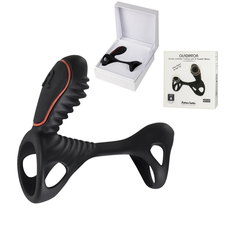 Двойное Кольцо Вибратор пульт дистанционного управления Силиконовое кольцо для