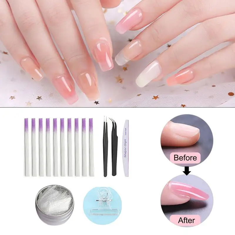 Оптоволоконный стеклянный набор для наращивания ногтей Fibernails волоконный шелка