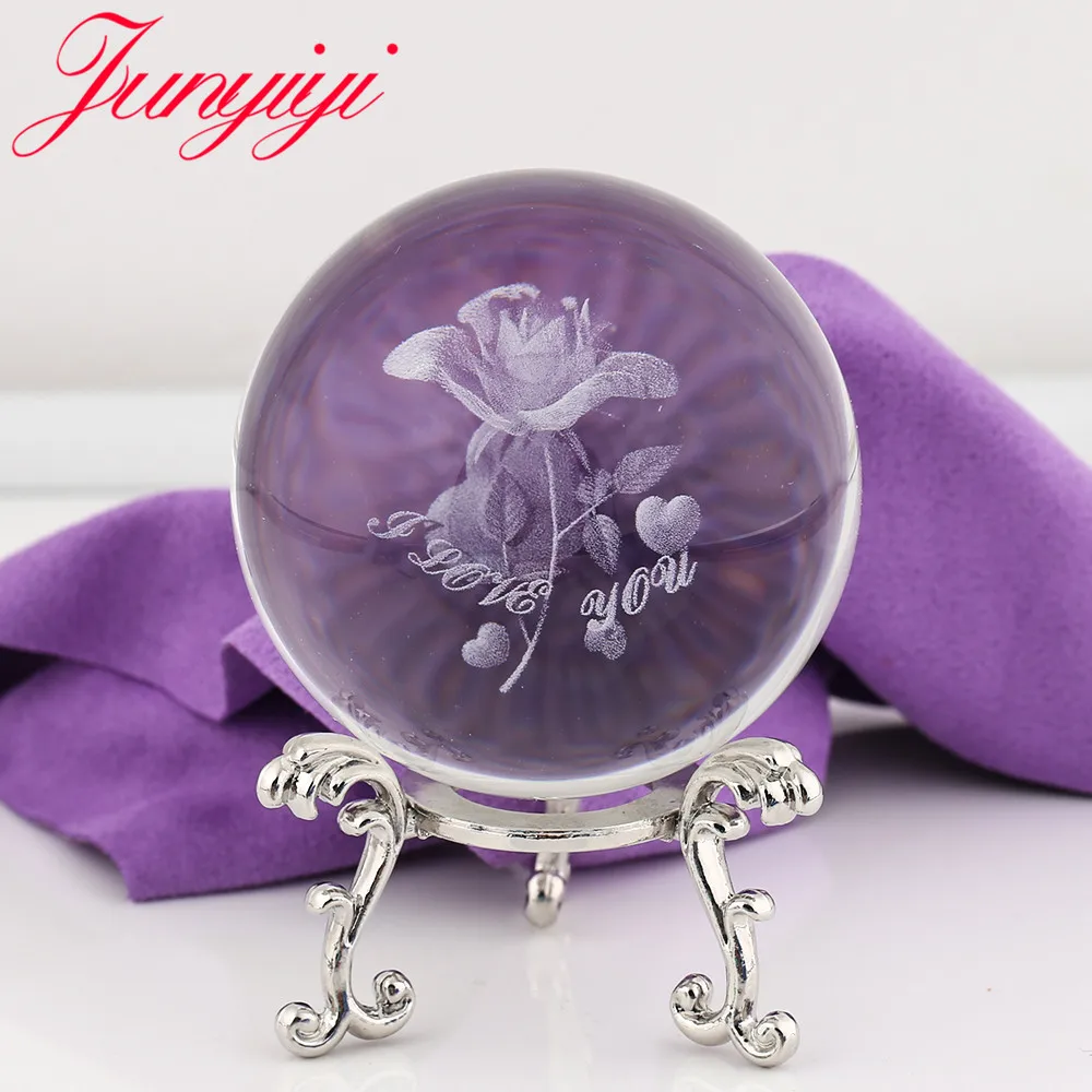 Розовый хрустальный шар орнамент цветок Миньоны стеклянный Сфера Домашний
