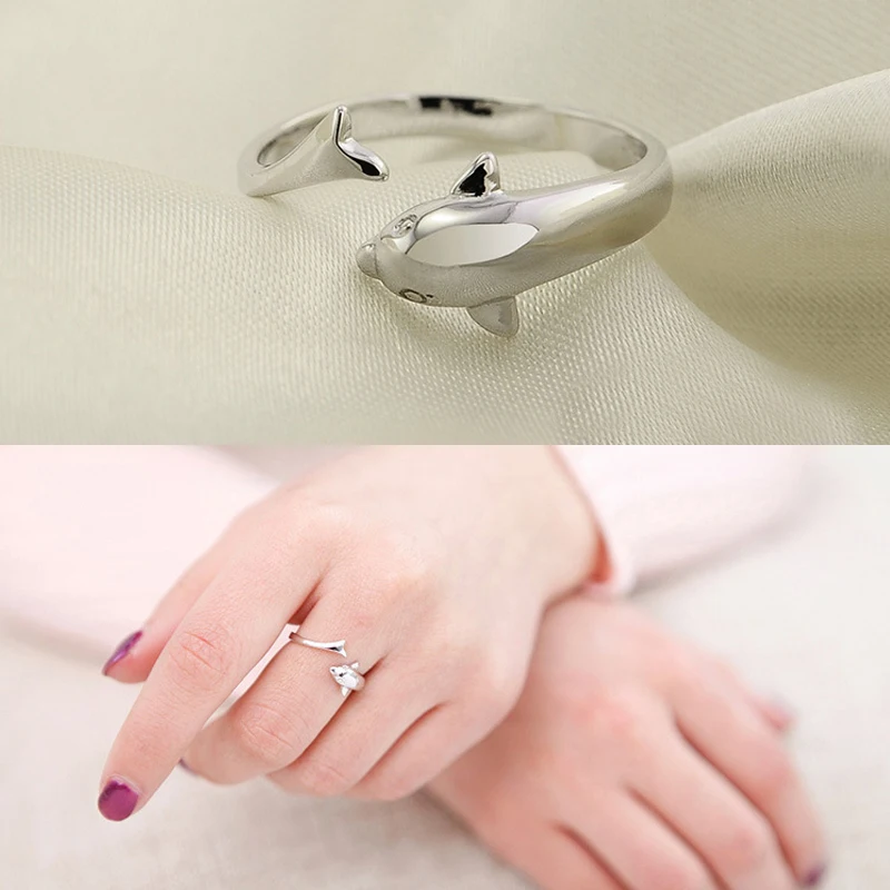 Real 925 Sterling Silver Women Ring Dolphin Pattern For Female s925 Rings Fine Jewelry Gift JN0310 | Украшения и аксессуары