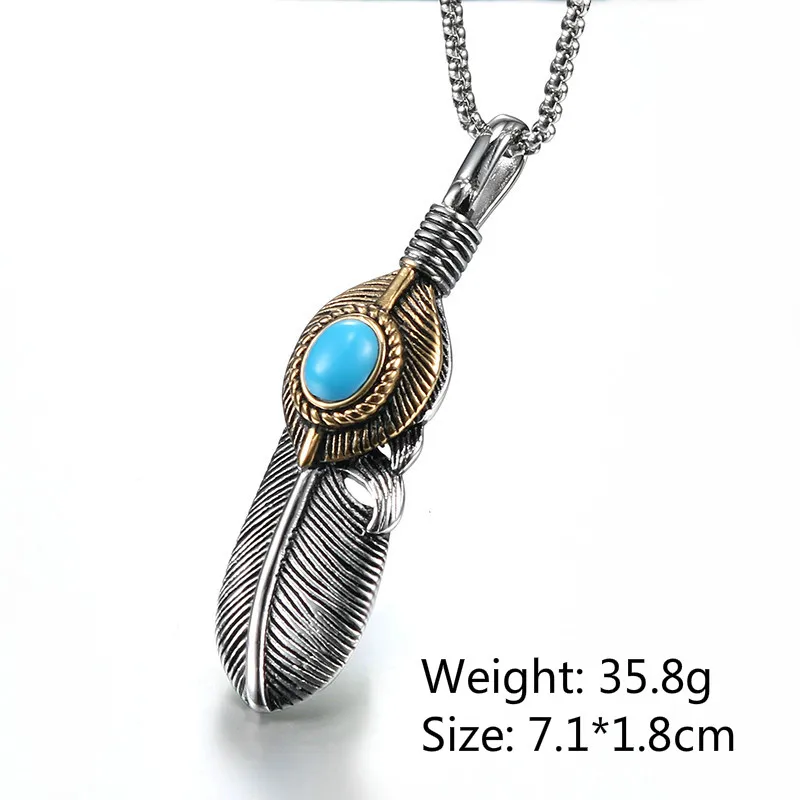 Olowu серебряный с натуральным камнем золотой тон мужское перо ожерелье панк