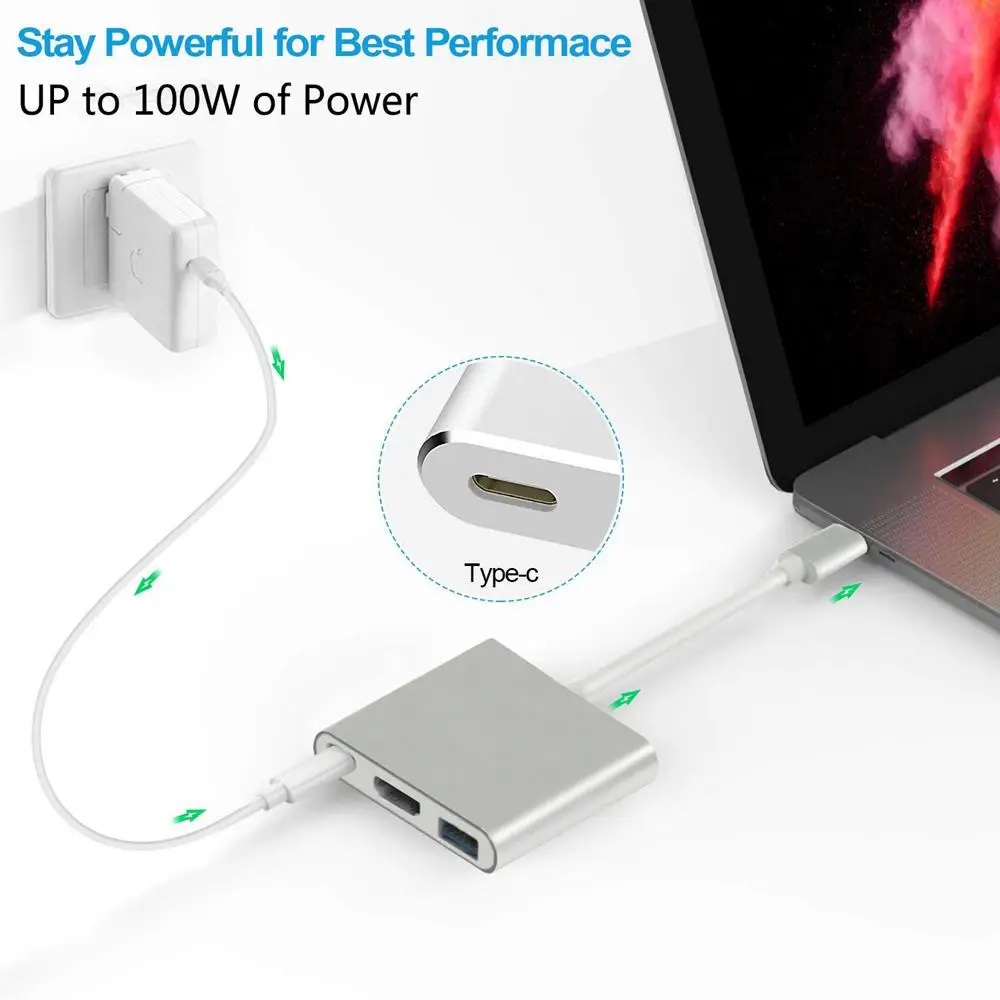 USB C HUB HDMI адаптер для Macbook Pro Type Hub Hdmi 4K 3 0 порт с быстрой доставкой | Электроника
