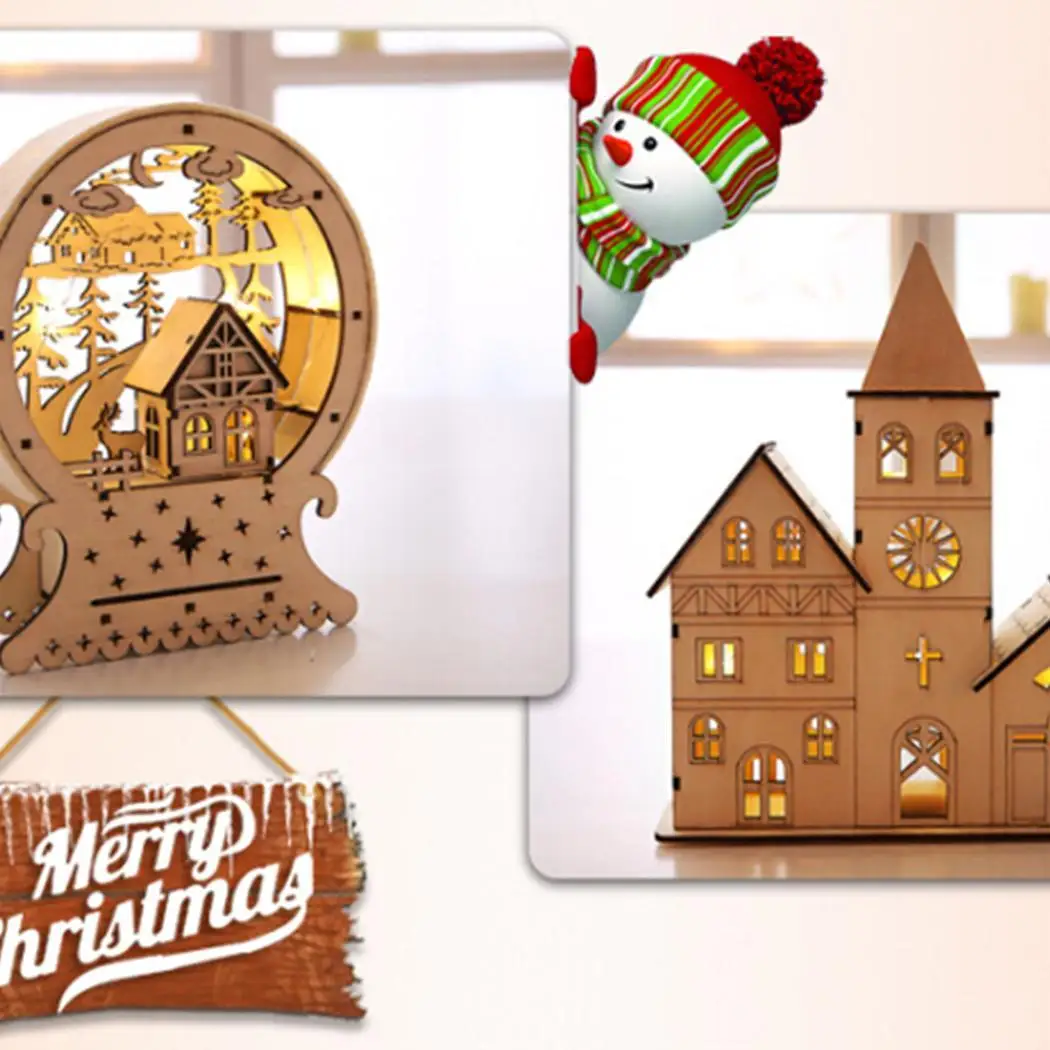 Unisex Lights Casual Christmas Ornament Wooden Creative 162g House Party aluminium battery LED Internal Decor 79g Home | Дом и сад
