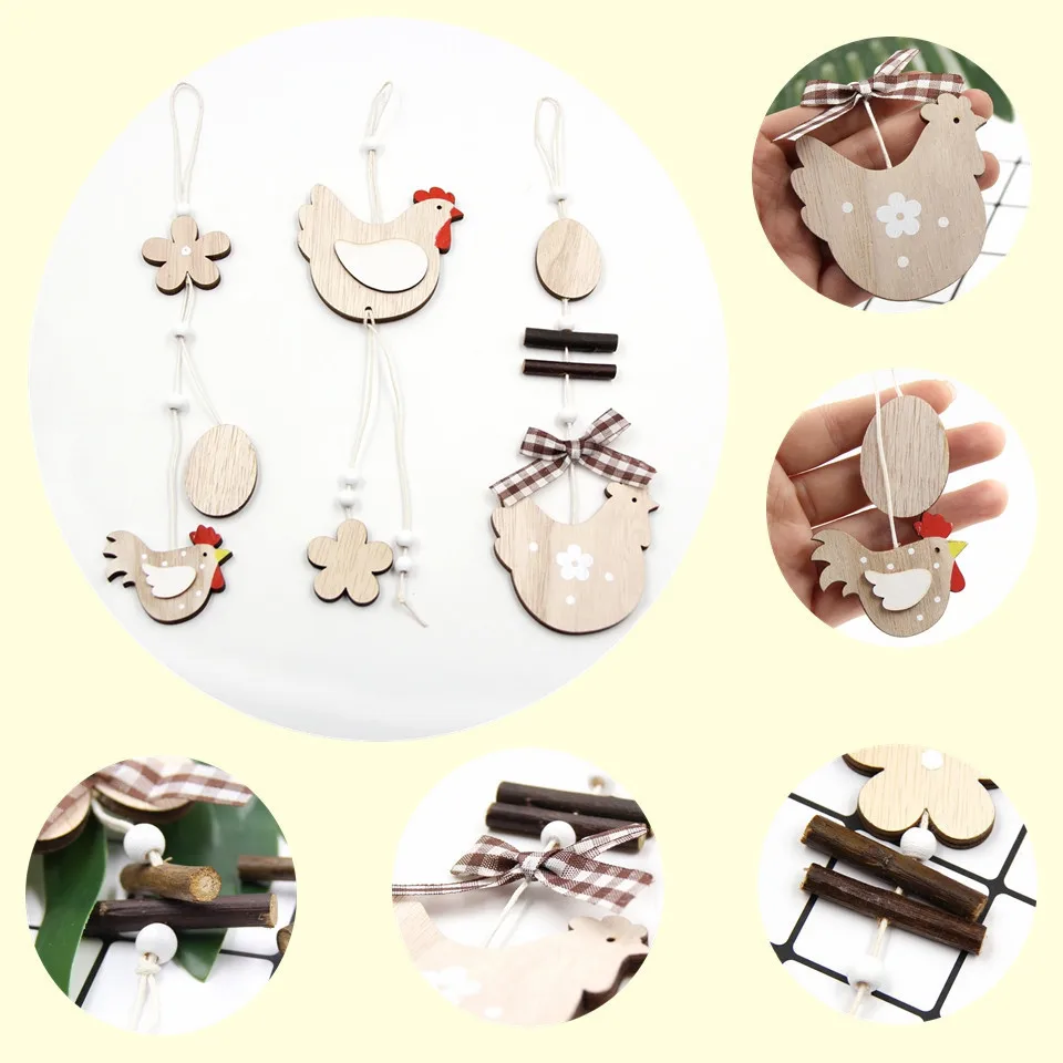 1 шт. DIY милые деревянные яйца & цыпленок Бабочка цветок пасхальные Подвески